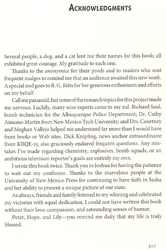 The Socorro Blast Acknowledgment Page